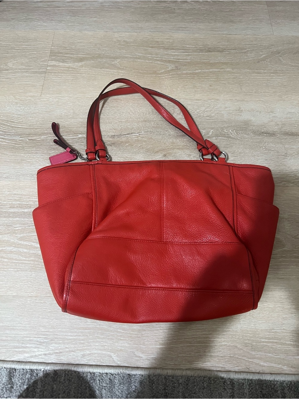 Coach Vibrant Red Pebbled Leather Shoulder Bag - Picture 8 of 8
